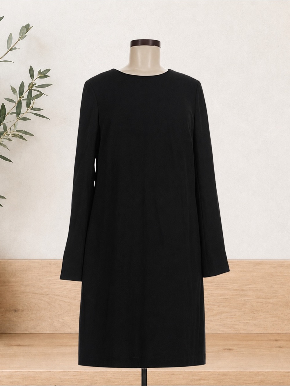 Talbots Black Long-Sleeve Shift Dress